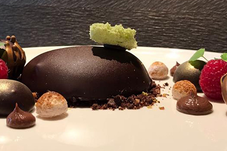 Koffie met chocolade dessert