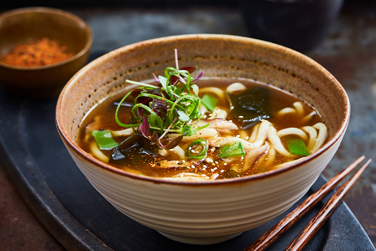 Japanse udon noedelsoep