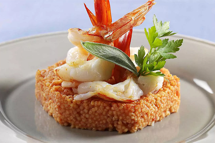 Gierstrisotto met garnalen