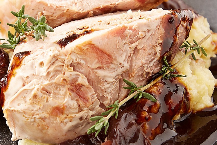 Fazantrôti met mais en paddenstoelen