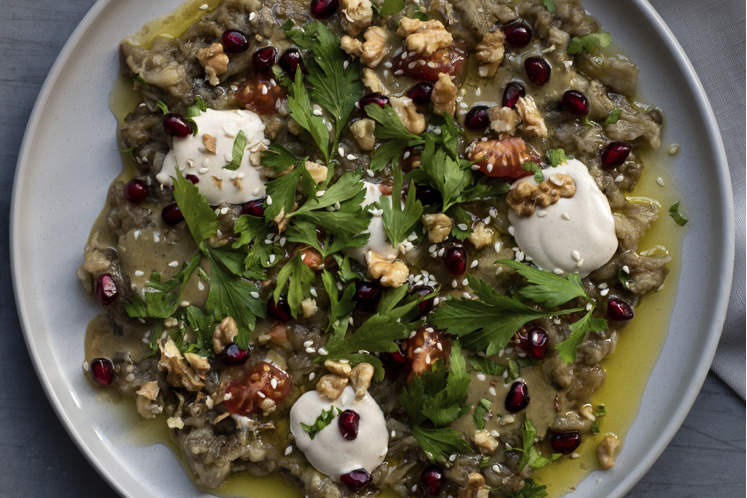 Salade van aubergine en tahin