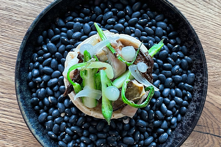 Lamsstoof met bladerdeeg, paling, morille, asperge en daslook