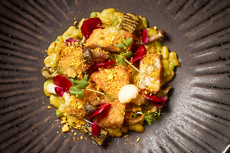 Kalfszwezerik met diverse peulvruchten