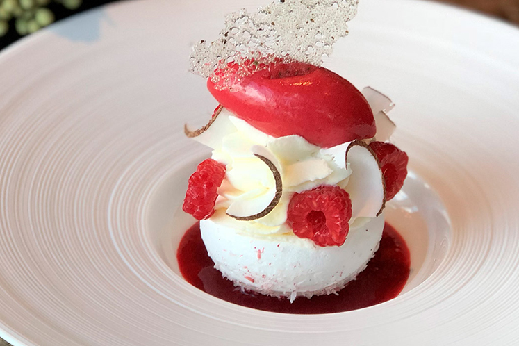 Dessert: Framboos, kokos en jasmijn