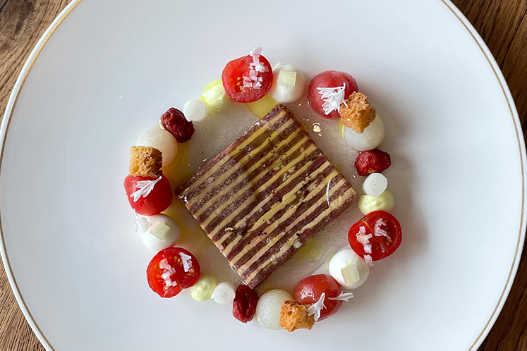 Marbre van lamsnek met eendenlever