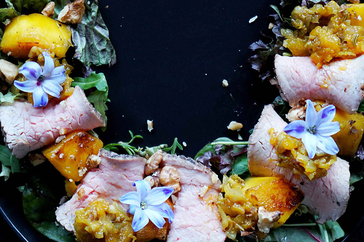 Kalfsmuis met gegrilde venkel en mangochutney