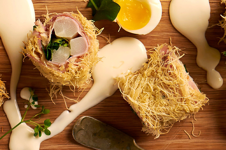 Lamsham met asperges