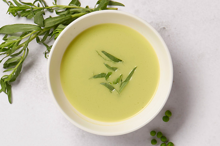 Soep van velderwten en dragon