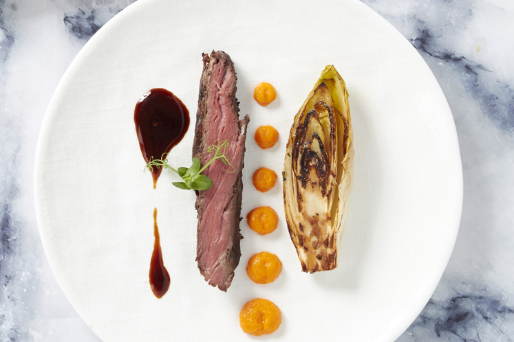 Bavette met zoete aardappel en kalfsjus