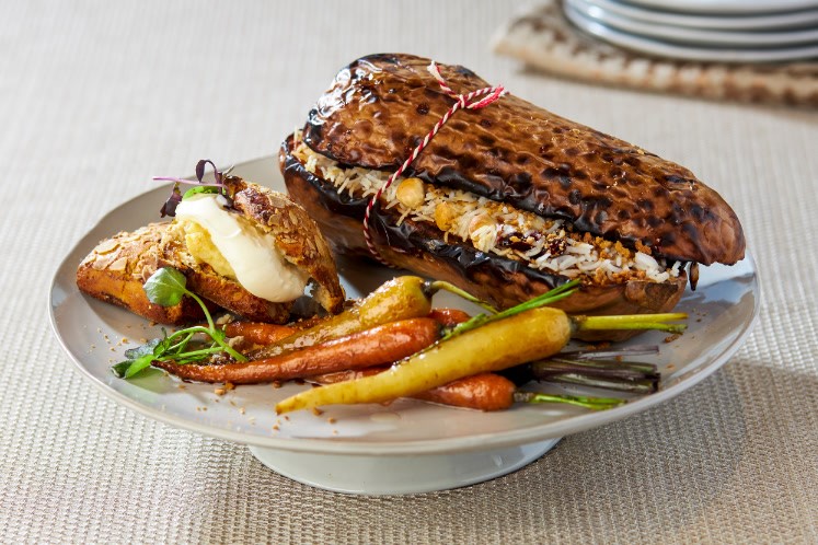 Gevulde pompoen, basmati rijst en winter scones met cranberry's