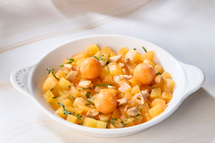 Gemarineerde nectarine met ijspastille