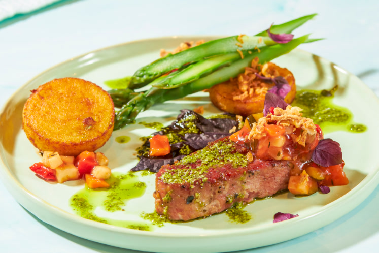 Kalfssukade met crispy polenta en ratatouille