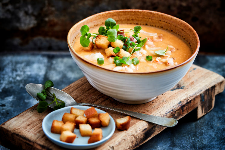 Bisque met venkel en garnalen