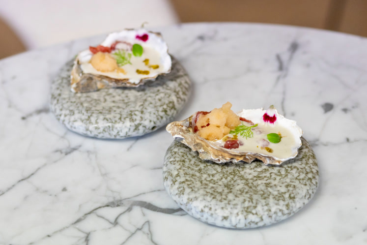 Lam, oester & shaved Ice