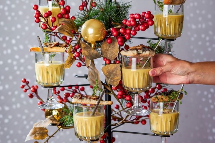 Paddenstoelensoep met truffelcroutons