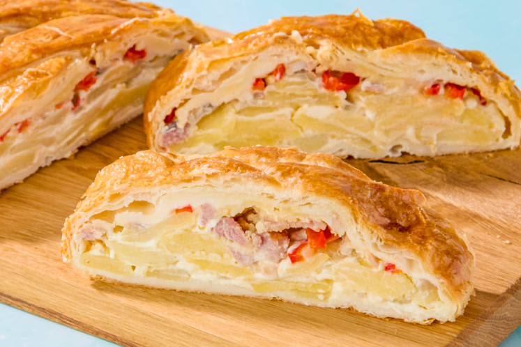 Aardappelgratin in bladerdeeg