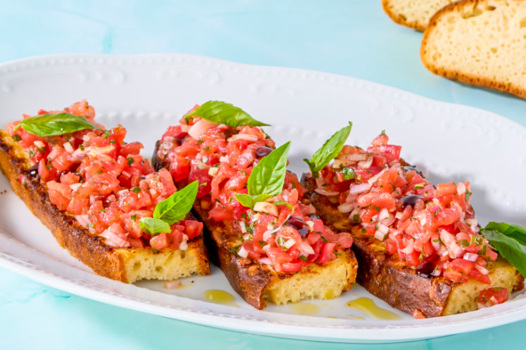 Bruschetta met brood van aardappelgratin