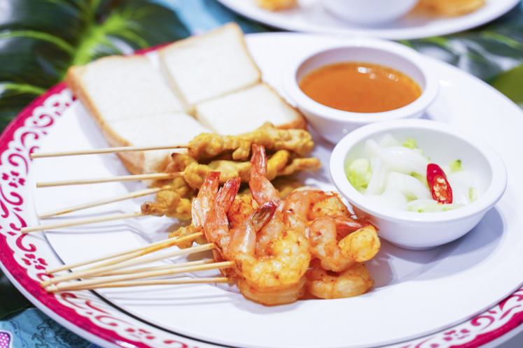 Saté-garnalenbrochettes