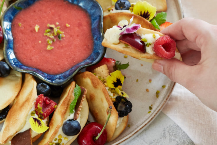 Zoete taco’s met vanilleroomkaas en vers fruit