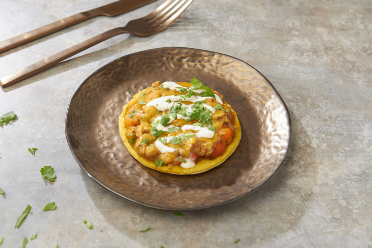 Kerrie en yoghurt pizza