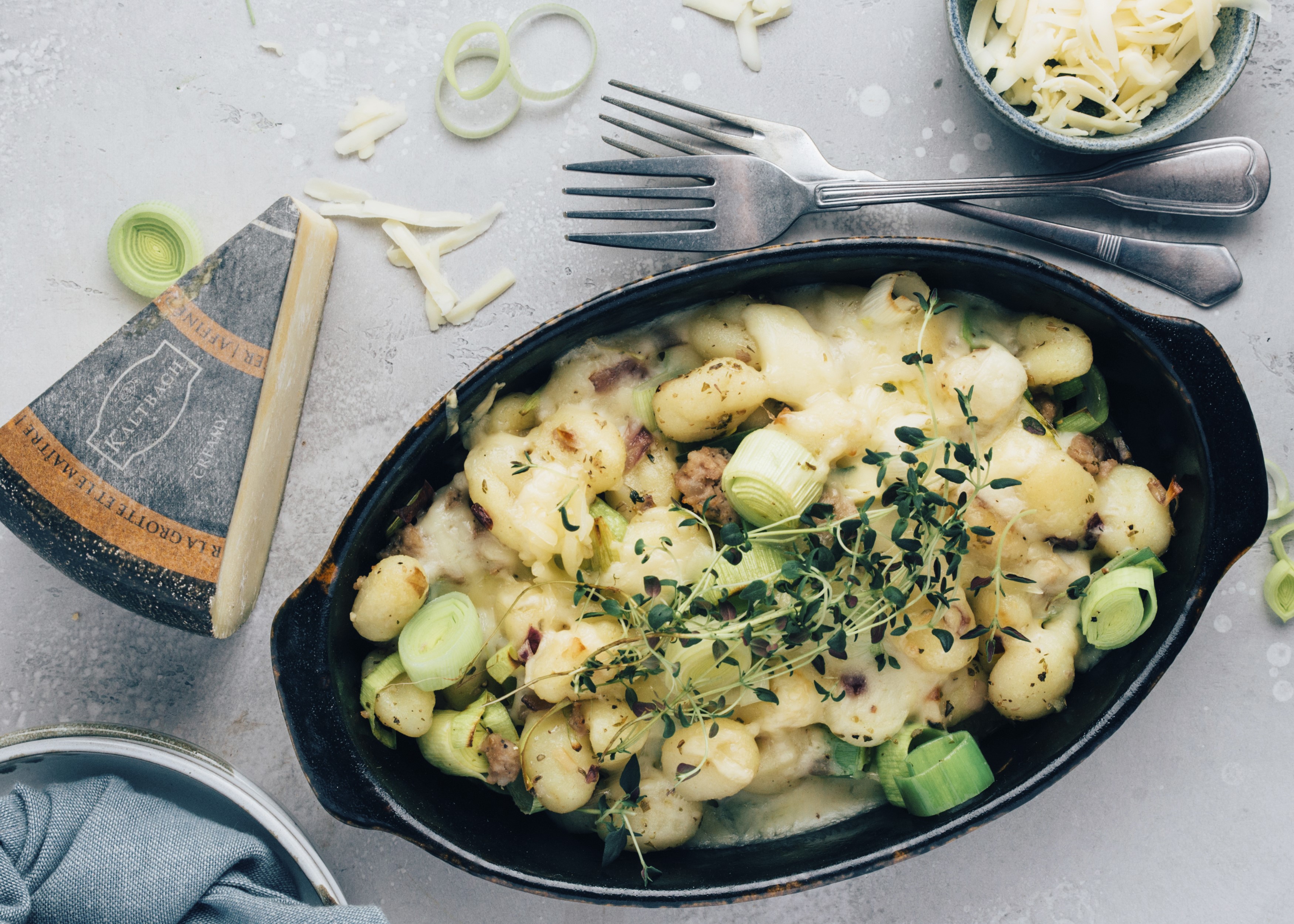 Kaltbach Gnocchi met prei en kaassaus