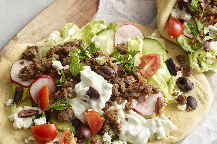 Flatbread met gyros van Pulled Oats