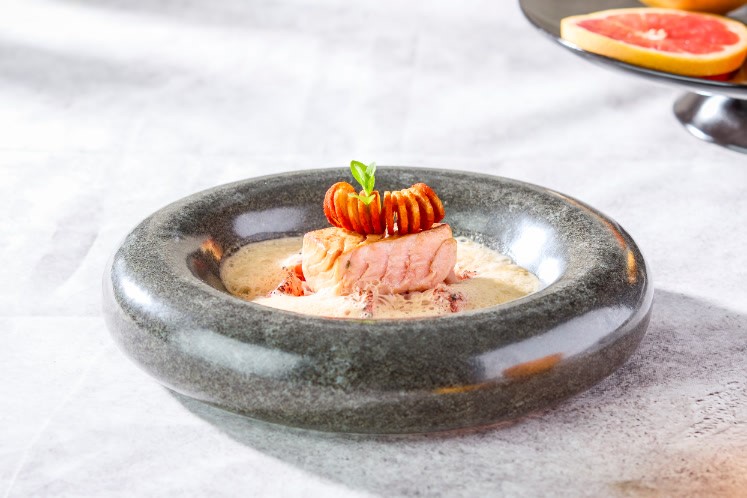 Zalm, grapefruit en parelgort